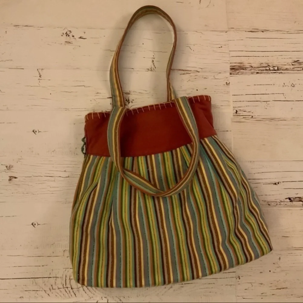 Buco Embroidered floral and striped tote bag